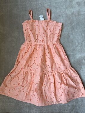 Janie and Jack Girls Sleeveless Eyelet Dress in Peach